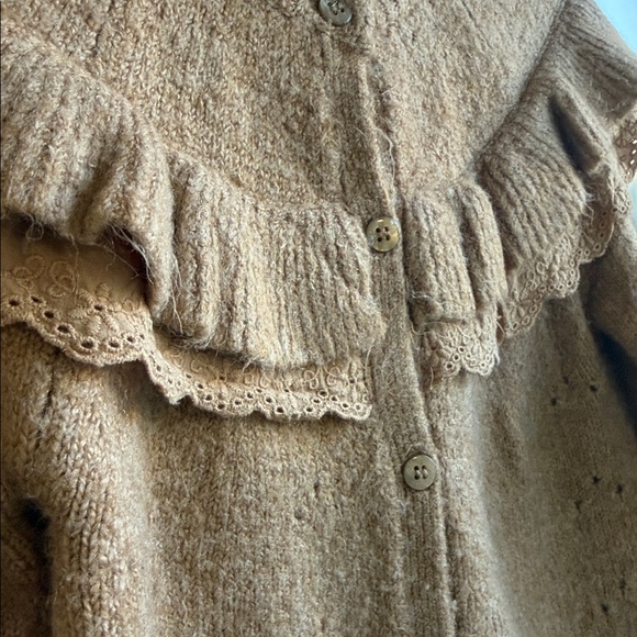 Zara Camel Ruffle Cardigan - Picture 5 of 12